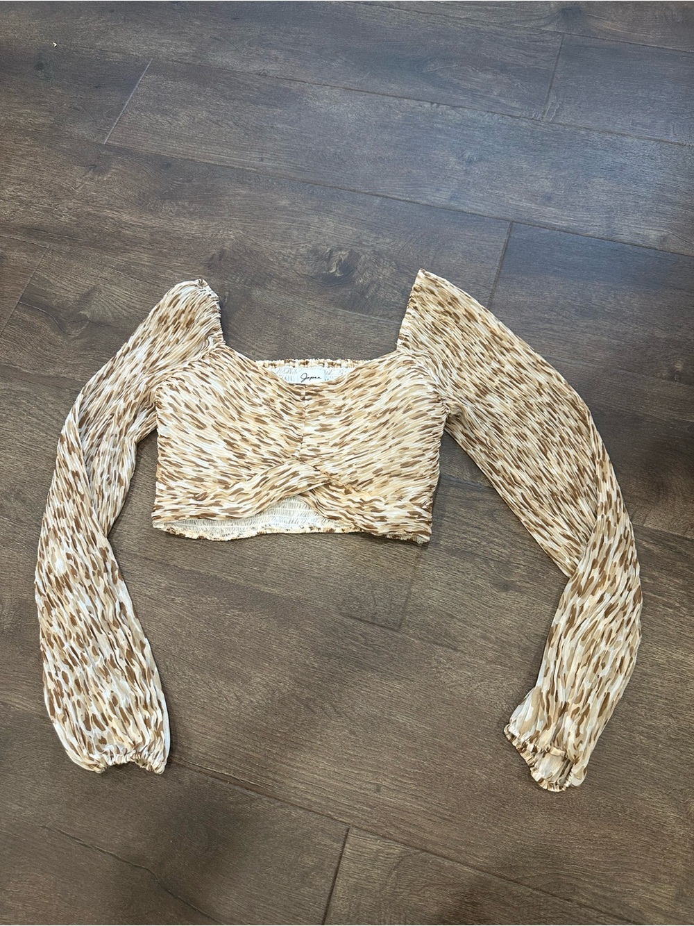 Japna Tan and Cream Long Sleeve Crop Top